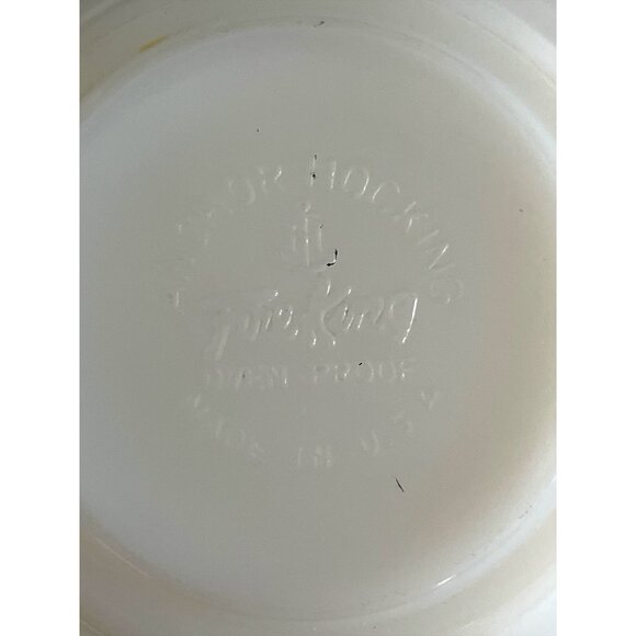 Vintage Fire-King Anchor Hocking Green Floral Handle Soup Bowl – Made in USA - Picture 5 of 5